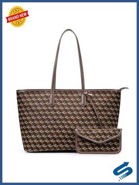 Oversize Monogram Print Polyester Tote Weekender Travel Handbag